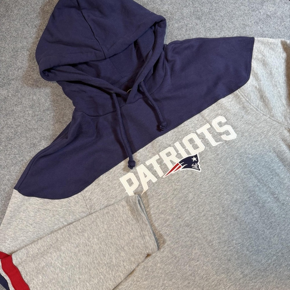 New England Patriots Hoodie Mens XL Gray Navy NFL Football Sweatshirt '47